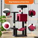 Sweetcrispy 44 Inch Cat Tree Tower, Cat Climbing Tower with Natural Sisal Scratching Posts, Hammock, Pet Condo for Indoor Cats and Kittens Play, Black and Red