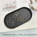 Black Small Tray (10 inch), Oval Tray for Kitchen Counter, Bathtub Bathroom Vanity Items, Countertop Organizer, Coffee Accessory, Bar, Serving Seasoning, Salt and Pepper, Soap, Perfume. (10.2" x 5.5" x 1.1")