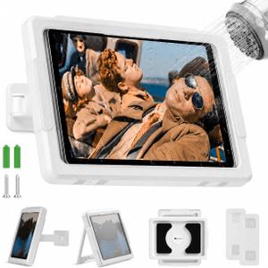 Mistriddle Shower Tablet Holder Waterproof with 480° Rotation Retractable Adjustable, Wall Mount Up to 11", Shower Tablet Holder for Bathroom Bathtub, 2 Adhesive, Fit for Pad(White) | Bathroom, Bathtub & Shower, Drill or Adhesive Wall Mount, 480° Rotation, Retractable, Fits iPad & Tablets Up to 11"