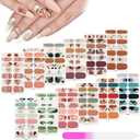 168 Pcs 12 Sheets Full Wraps Nail Polish Stickers Flower Print Self-Adhesive Nail Art Decal Strips Manicure Kits Colorful Flower Full Cover Decal Strips(Simple Style)