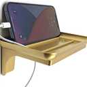 McLee Creations Wonder Shelf - Small Plastic Self Adhesive Bathroom Wall Mounted Shelf Designed for Smartphone and Flushable Baby Wipes (1, Gold with Holes)