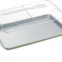 7PCS Ceramic-Coated Baking Sheet Set - 10x15in Jelly Roll Pan Non-Stick Cookie Sheet with Wire Rack, Silicone Spatula & 4 Cookie Cutters, PFAS Free, Oven Safe (550F), Pistachio Green