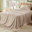 Bedsure Twin Sheets Set - 3 Pieces Soft Twin Bed Sheets - Breathable & Cooling - Hotel Luxury - Easy Care Polyester Microfiber Bedding for Women, Men, Beige