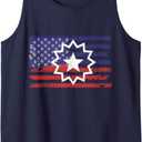 Distressed American Flag of Juneteenth Red White Blue Symbol Tank Top (Small, Men, Navy Blue)