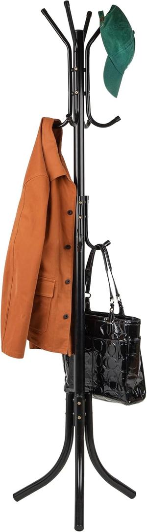 Mind Reader Freestanding Coat Rack, Multi-Tier Organizer for Office and Entryway, Metal, Black