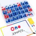 LOVESTOWN Magnetic Alphabet Letters Kit for Kids, Double Sided Magnetic Board with Storage Box, Educational Learning Toys for Preschool Classroom and Home, 234 Pieces (Medium, Blue)