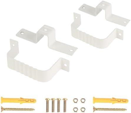 2PCS Gutter Downspout Strap 2" X 3" Aluminum Alloy Gutter Straps with Brackets 2 X 3, White, Set of 2