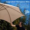 10FT Patio Umbrella Outdoor Market Umbrella with Crank and Tilt, 8 Flexible Fiberglass Ribs, UV-Resistant Waterproof Canopy for Patio, Deck, Garden, Backyard, Beige