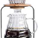 SOTECH Pour Over Coffee Station Dripper Stand Coffee Filter Wooden Filter Holder Glass Server with Paper Coffee Filters, Coffee Maker Stand Set for Coffee Tea and Saffron