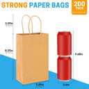 BURVAGY 200Pcs Small Kraft Paper Gift Bags with Handles 5.25x3.25x8.25 Inches Bulk Grocery Retail Party Favor Shopping Bags (Brown)