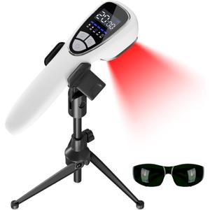 Red Light Therapy Device for Body Pain ReIief with Stand, 6x808nm+12x650nm Handheld Near Infrared Light Therapy with PW Pulsed Wave Model for Human Body Joint Back Knee Muscle