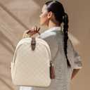 Small Backpack Purse for Women, Cute Plaid PU Leather Women Backpack Rucksack Lightweight Shoulder School Bag & Travel Daypack for Work White