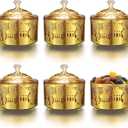 Pinkunn 6 Pack Ramadan Serving Trays with Lids Gold Eid Mubarak Trays Plates Ramadan Home Decor Moon Star Candy Dish Dessert Storage Organizer for Iftar Islamic Muslim Party, 3.5 Inch (Classic)