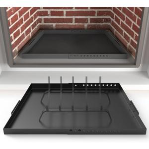 Air Jade Expandable Fireplace Tray, Galvanized Steel Fireplace Ash Tray with Handles for Collecting Ash, Adjustable Up to 31.5" Ember Holder Fireplace Ash Pan, Black, Trapeziform