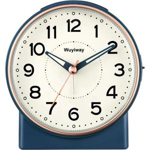 4" Retro Analog Alarm Clock, Battery OperatedVintage Decor for Bedroom, Nightstand, Bedside, Desk,Table,Easy Setup, Silent Non Ticking, Lighted on Demand and Snooze,Blue