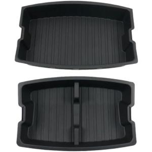 Compatible for Tesla Model 3 Highland 2024 Double-Layer Rear Front Trunk Storage Box Frunk Organizer Tray with Compartments Car Accessories(Rear Double Layer)