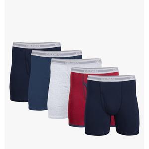Gildan Men's Underwear Boxer Briefs, Multipack, Navy/Heather Navy/Sport Grey/Dot/Navy (5-pack, Classic Length) XL