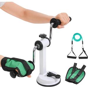 Arm Bike for Physical Therapy, Home Fitness Desk Bike for Seniors, Portable Rehabilitation Exerciser and Resistance Bands for Arm and Shoulder Workout with Adjustable Resistance, Powerful Sunction