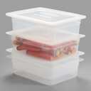 CURTA 4-Pack 1/2 Size 4" Deep Food Pan with Handled Lid  NSF Listed Commercial-Grade Translucent Polypropylene, Stackable Freezer-safe Storage for Restaurants, Catering & Buffets