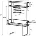 Bathroom Organizers, Upgrade Punch-Free Toliet Storage Shelf, Multifunctional Bathroom Storage Rack with 2 Removable Hooks & Paper Holder, Wall Mounted Shelf