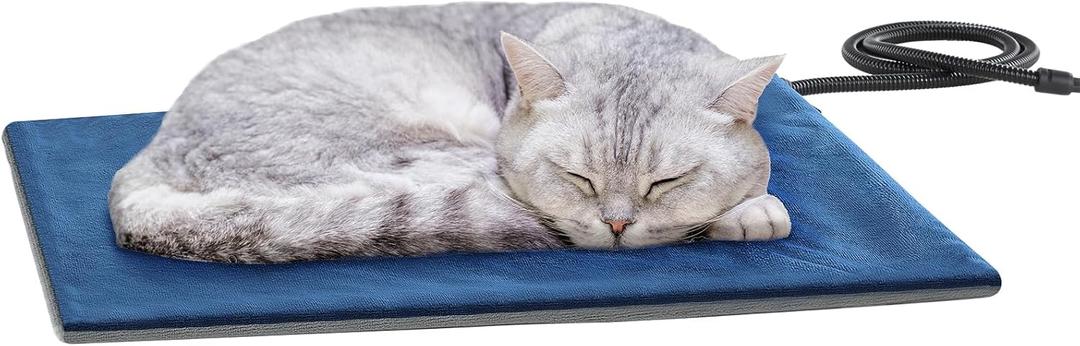 Pecute Pet Heating Pad, Dog Heated Pad with Chew Resistant Cord, Waterproof Layer, Warming Cat Heated Pads, Indoor Pet Heating Pads for Dogs Cats, Auto Temp Control with Washable Cover, 15.7" x 12.6"