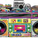 Peryiter 6 ft 80s 90s Radio Theme Party Tablecloth, 80s 90s Birthday Party Supplies Hip Hop Retro Backdrop Disco Decoration Vintage Radio Washable Fabric Polyester Rectangle Table Cover