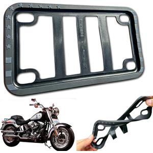 TACTILIAN Motorcycle License Plate Frame American Flag (Black) Anti Rattle Silicone Subdued 3D Stars and Stripes USA Flag Gloss on Matte Cover, Bike, Harley Motorcycle License Plate Holder Cover
