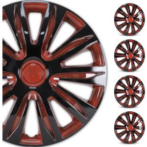 WOLFSTORM 4-Pack 16 Inches Wheel Rim Cover Hubcaps,Redesign Fashion Style Replacement Hubcaps,Car Truck SUV Hub Accessories, Black&Red&Lacquer