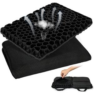 Gel Seat Cushion for Travel, Office & Outdoor – Ergonomic Support, Gel Grid Design for Comfort – Portable & Foldable Cushion for Airplane, Stadium, Car, Office Chair
