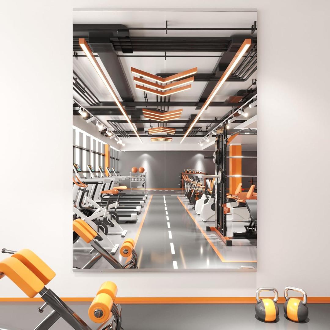 Home Gym Mirror - 67''x24''(2PCS) Large Frameless Tempered Glass Workout Mirrors for Home Gym Wall,Yoga,Garage,Dance Home Gym Mirror - 67''x24''(2PCS) Large Frameless Tempered Glass Workout Mirrors for Home Gym Wall,Yoga,Garage,Dance