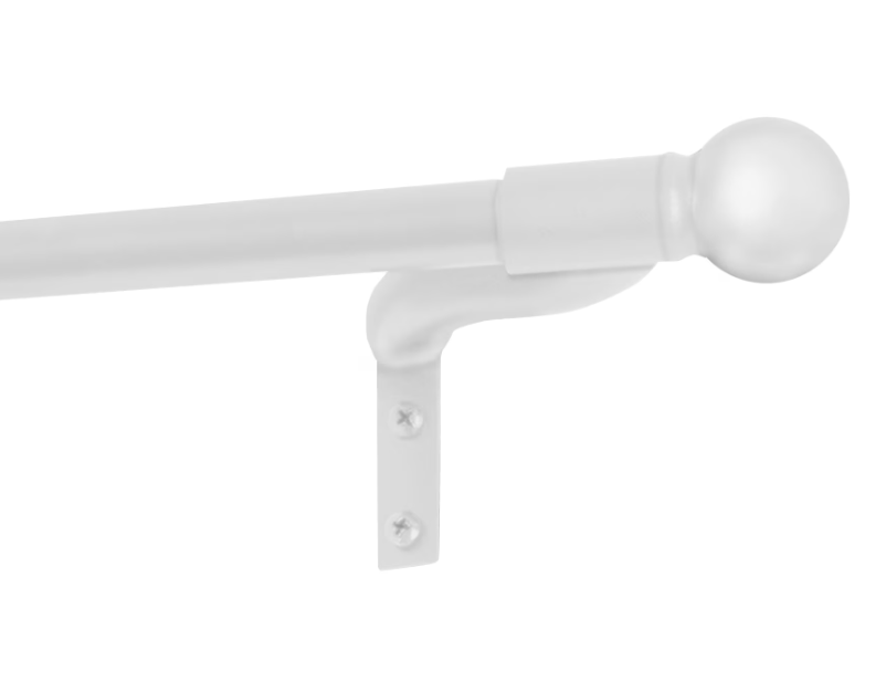 Smart Rods Easy Install Cafe Curtain Rod, Ball Finial 48-120in