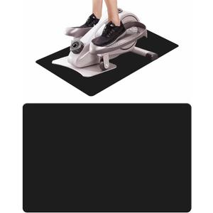 Non-Slip Elliptical Machine Mat - Durable Workout Mat for Under Desk Ellipticals, Seated Foot Pedal Exercisers, Floor Protection & Stability for Home Gym Equipment (23.7" x 15.9") (Black)