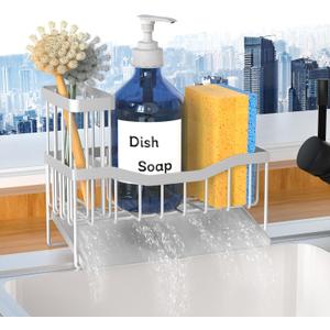 Maifan Sink Caddy Sponge Holder for Kitchen with Brush Holder and Stainless Steel Self Drain Tray, Rustproof Kitchen Sink Organizer for Sponge, Soap Dispenser Storage Accessories (Lacquer Silver) | Sponge Holder, Brush Holder, Self Drain Tray, Rustproof, Sponge, Soap Dispenser