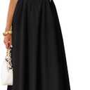 ZESICA Women's Summer Sleeveless Halter Midi Dress 2026 Off Shoulder High Waist Flowy Formal Wedding Guest Long Dresses (Black, S)