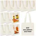 Amylove 48 Pcs Mini Tote Bag Sublimation Blank Canvas Tote Bags Reusable Grocery Luggage DIY Sack Goody for Party Even (10 x 10 Inch, Natural Color)