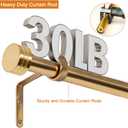 Gold Curtain Rod 18-45 inch, 1 inch Adjustable Heavy Duty Curtain Rods, Modern Drapery Rods with End Cap Finials, Window Treatment Rod for Home and Office