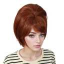 Retro Wig 50s 60s 70s Wig with Bangs for Women Synthetic Hair for Halloween Costume Party(Brown)