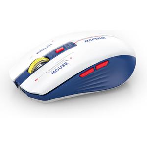 RAPIQUE Bluetooth Wireless Mouse - (BT1/BT2+USB) Tri-Mode High Performance, Rechargeable, Multi-Device Compatible with PC/Laptop/Computer/MacBook/iPad Air Pro (Blue and White)
