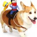 T2Y Cowboy Rider Dog Costume - Halloween Dog Costumes for Large Dogs, Dogs Clothes Knight Style with Doll and Hat for Halloween Day, Suitable for Shepherd, Husky, Shiba InuL