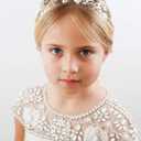 SWEETV Flower Girl Headpiece Silver Princess Wedding Headband -Baby Girls Flower Pearl Hair Accessories for Birthday Party, Photography