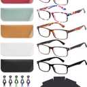 LADEESSE 5-Pack Reading Glasses for Women - Blue Light Blocking Readers for Computer Eye Strain Anti-Glare Men Womens Reader Eyeglasses/W Spring Hinge Bluelight Glass for Woman Eyes Protection(1.00)