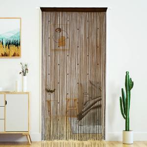 YaoYue Beaded Curtain Door String Curtains for Doorway Tassels Beads Hanging Fringe Hippie Room Divider Window Hallway Entrance Wall Closet Bedroom Privacy Decor (3979in/100200cm, Coffee) (39"W x 79"L (Pack of 1))