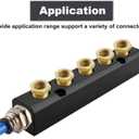 Air Manifold, 5 Way 7 Port Air Compressor Manifold, Air Hose Inline Manifold Block Splitter, Pneumatic Manifold Air Distribution Block, NPT 1/2 Inch Supply Port, NPT 1/4 Inch Output Portblack