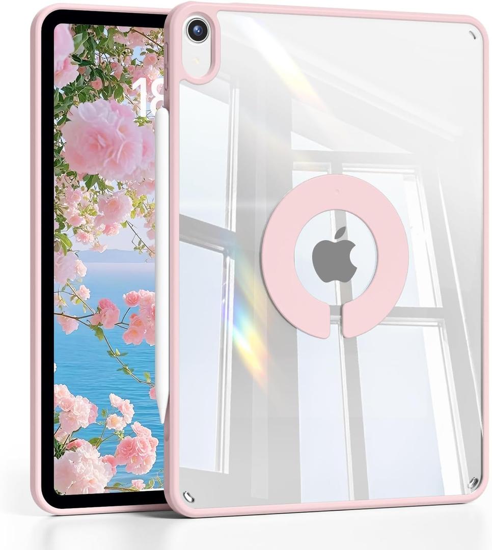 Magnetic Case for iPad mini 7 A17 Pro, iPad mini 7th/6th Generation Case(2024/2021) 8.3 inch Clear Back Cover,Slim&Light, Soft TPU Frame&Transparent Back,Military Grade Protective (Pink)