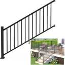 36 in. H x 6 ft. W Porch and Deck Railing Kit, Aluminum Stair Railing Kit, Black Textured Powder-Coat Finish Railing System for Concrete Steps or Wooden Stairs (1 Post, 1 Panel)