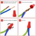 300 Pcs Red Wire Connectors Nuts Electric Wire Caps Insulating Insert Twist Electrical Connectors for Quick Connection (18-10 AWG)