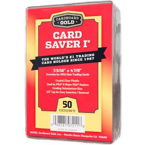 Cardboard Gold Card Saver 1-50 Count - Semi Rigid Card Holder, Trading Card Protectors - PSA-Approved Cardsaver for Baseball, Trading, Sports Cards - Card Sleeves, Binder, & Storage Box Compatible