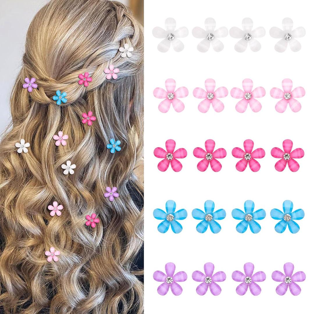 YISSION Colorful Rhinestone Hair Accessories - Mini Flower Hair Clips, Pins & Barrettes for Wedding, Bridal, Girls & Women (Multi-colored)