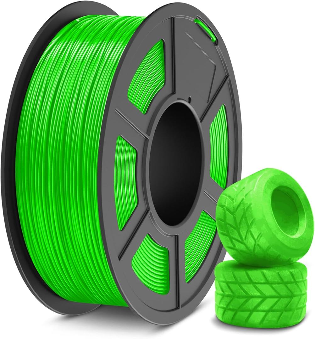 SUNLU TPU 3D Printer Filament 1.75mm, High Speed 95A TPU Filament, 1KG Flexible 3D Filament for Fast Printing, Dimensional Accuracy +/- 0.03mm, Suitable for Most FDM 3D Printers. (Green) (1kg Tpu Green)