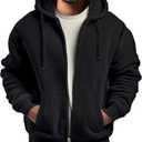 Hoodies for Men Full Zip Up Fashion Sweatshirt Thick Fleece Sherpa Lined Winter Jackets Warm Coats (4X-Large, Black)